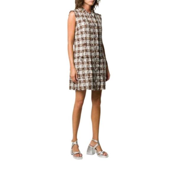 Dolce & Gabbana - Embellished Checked Tweed Shift Dress - IT 44 - Picture 3 of 6